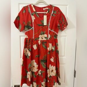 NWT Red Floral Roolee Dress Small